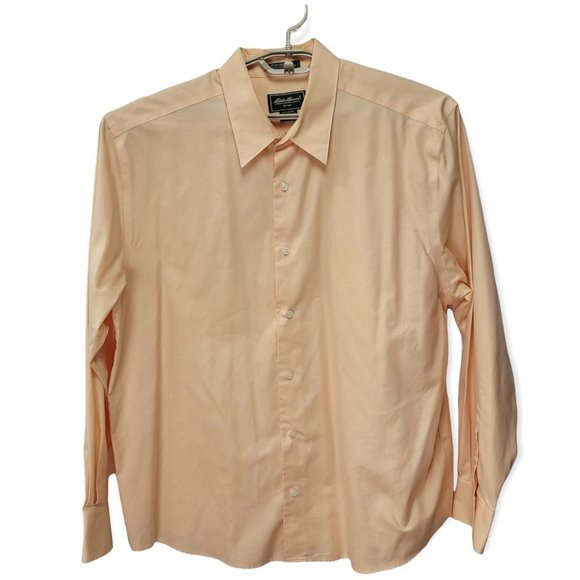 Eddie Bauer Button Down Shirt Men XL Peach Wrinkle & Stain Resistant 100% Cotton - Picture 3 of 13